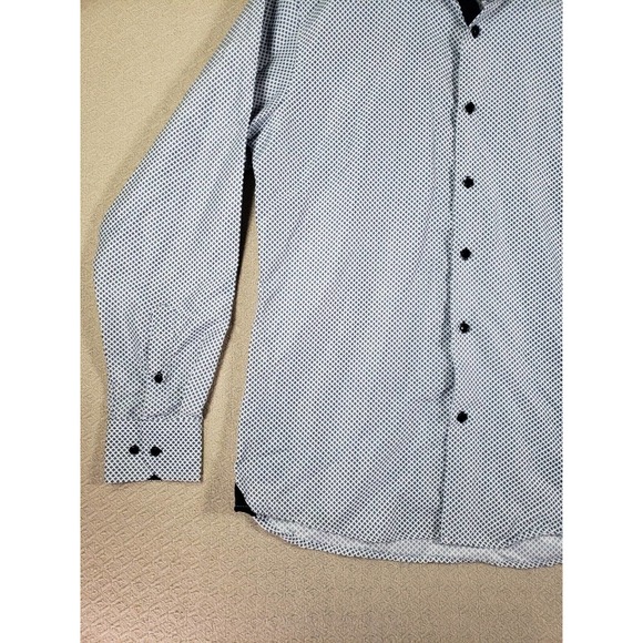 Silverstone Shirt Mens Medium Modern Fit Button Up Collared Blue Cotton Blend - Picture 2 of 13